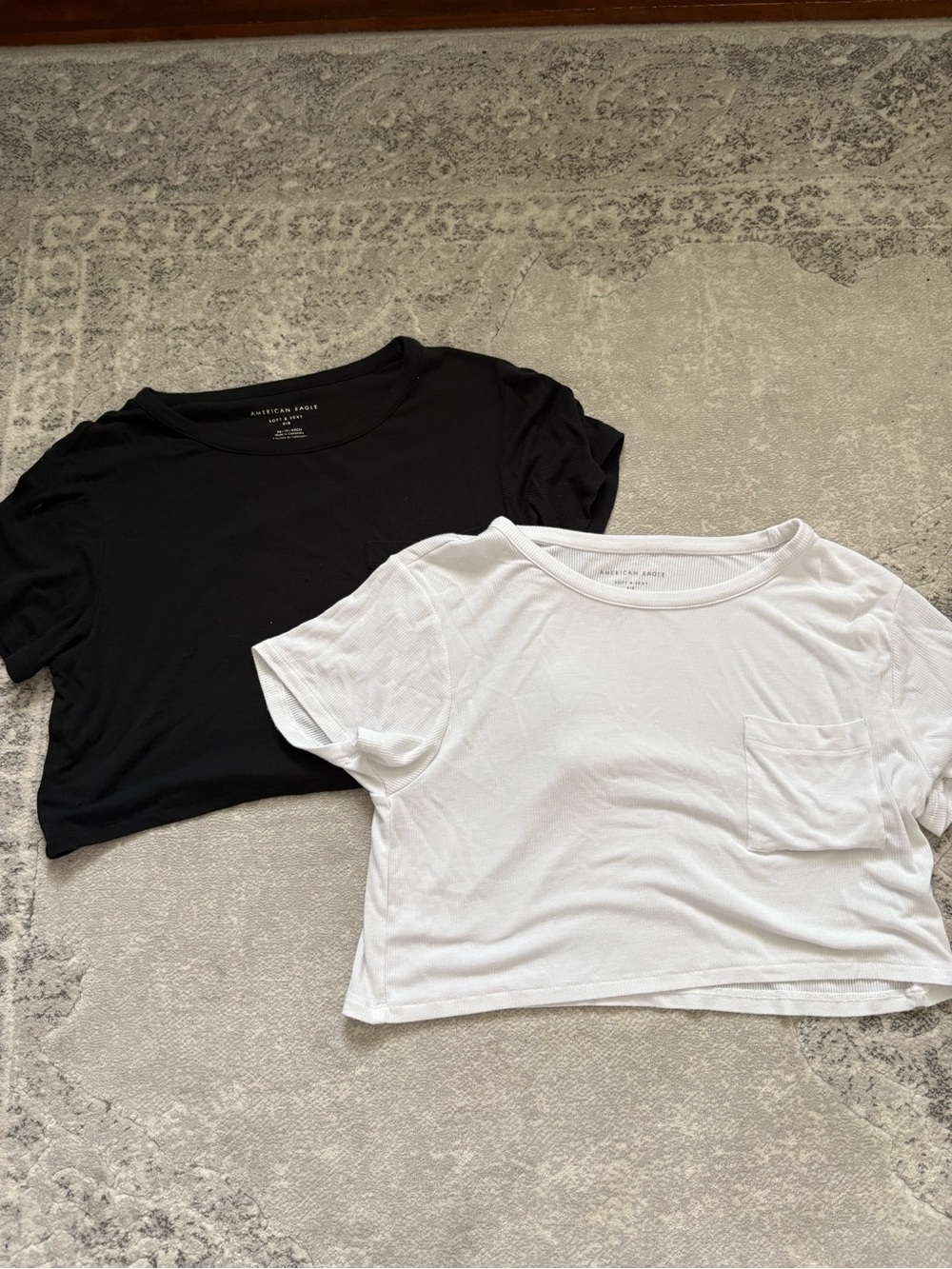 American Eagle Outfitters Black & White Short Sleeve Pocket Tees